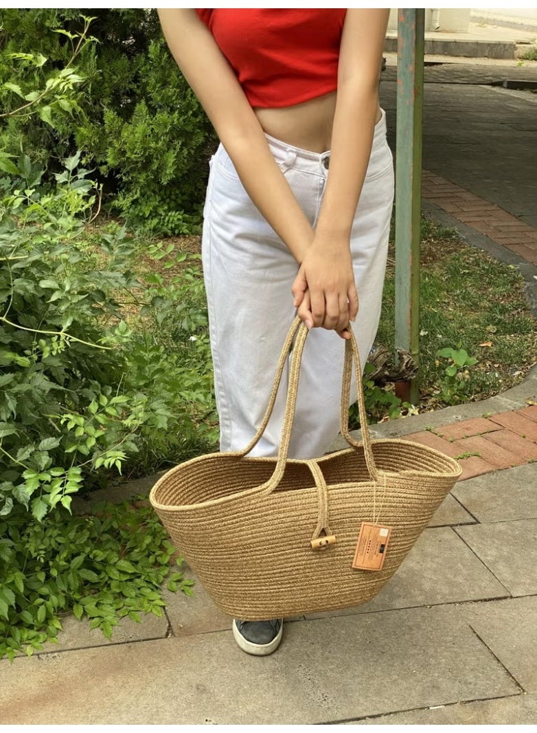 BDZ Deri Jute Straw Look Handbag Beach Bag Shoulder Bag - Image 2